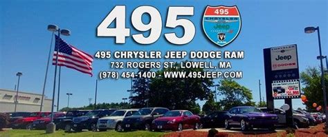 495 jeep dodge lowell ma - Less. MSRP: $59,430. SAVINGS: $4,063. Everyone Drives Price $55,367. Add. Available Chrysler Incentives: $23,750. Want a new Chrysler to drive home? 495 Chrysler Jeep Dodge Ram's variety of Chrysler cars for sale make us ready to become your go-to Chrysler Dealer in Lowell, MA!